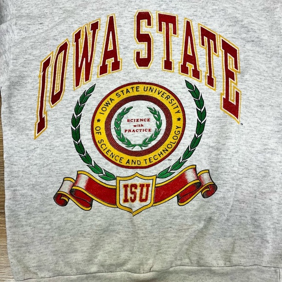 Vintage 90s Iowa State University ISU Sweatshirt Made in USA Science Technology - Picture 4 of 10